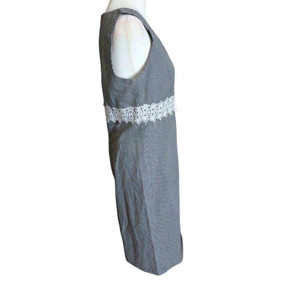 vtg 90s Gingham Dress Sheath Women 6 8 black White Check Crochet Y2k Mini - Picture 12 of 16